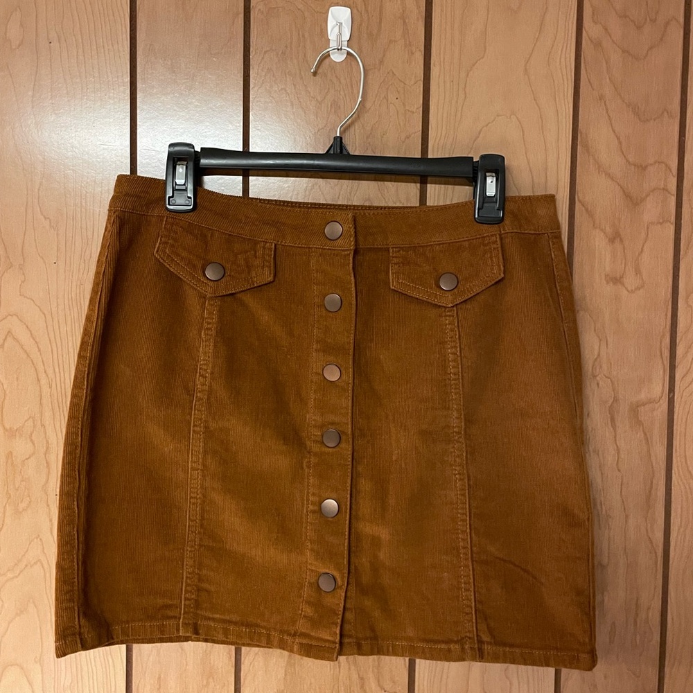 Brown Button-Front Skirt